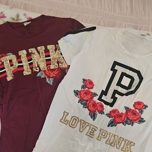 Bundle Of Two Size Small PINK Short Sleeve Bling Shirts